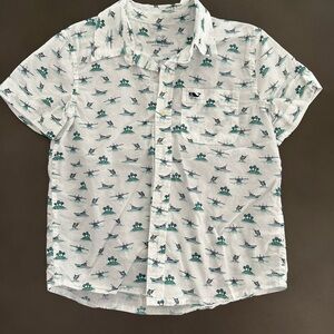Vineyard Vines White and Green Coastal Button Down Short